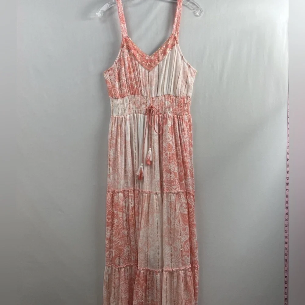 Me 2 Magic Coral Pink Boho Maxi Dress – Embroidered Tassel Detail, Pink M - Picture 4 of 9
